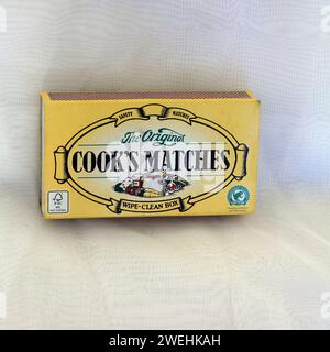 Photograph of a large box of - The Original Cook's Matches. Studio set up on light / white background Stock Photo