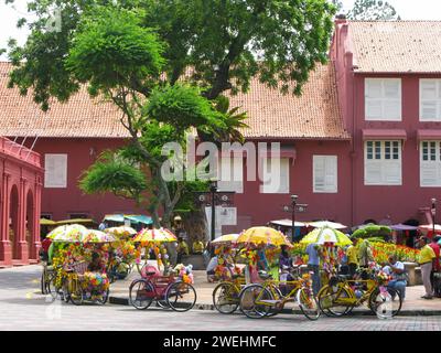 Dutch colonial buildings in Melaka City in Malacca State in Malaysia. Stock Photo