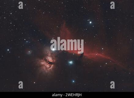 The Horsehead Nebula, Barnard 33, and Flame Nebula, NGC 2024, in the ...