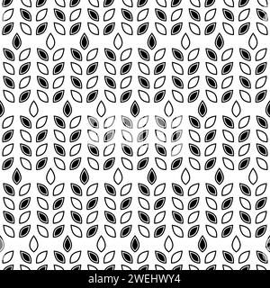 Wheat seamless pattern. Repeating black grain wheats on white background. Repeated flour patterns. Spike corn. Texture bakery. Repeat beer ear. Design Stock Vector