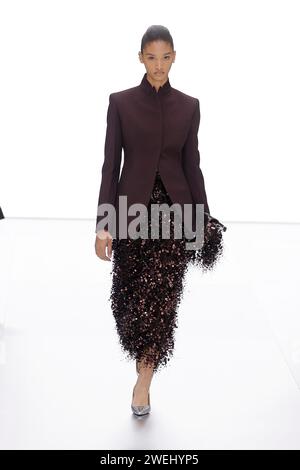 (240125) -- PARIS, Jan. 25, 2024 (Xinhua) -- A model presents a creation of Fendi's Spring/Summer 2024 Haute Couture collections during Paris Fashion Week in Paris, France, on Jan. 25, 2024. (MeetEurope/Handout via Xinhua) Stock Photo