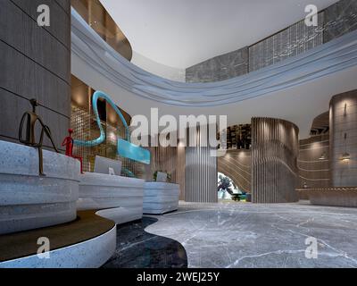 3d render luxury building entrance reception lobby Stock Photo - Alamy