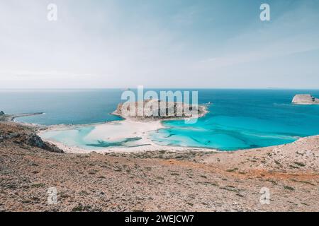 Viewpoint at famous Balos Beach in Chania Region of Western Crete, Greece Stock Photo