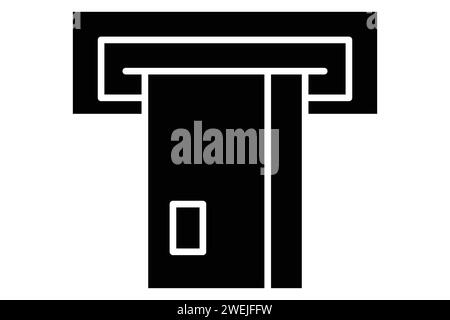 ATM machine icon. icon related to location of ATM. solid icon style. element illustration Stock Vector