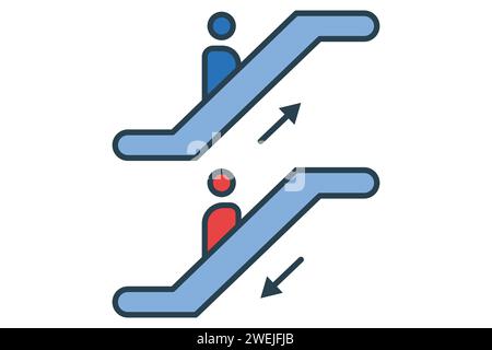 escalator icon. icon related to indoor navigation in public spaces. flat line icon style. element illustration Stock Vector