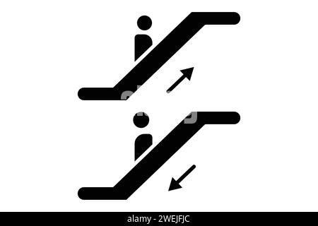 escalator icon. icon related to indoor navigation in public spaces. solid icon style. element illustration Stock Vector