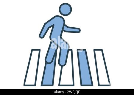 Pedestrian Crossing icon. icon related to pedestrian pathways, public navigation. flat line icon style. element illustration Stock Vector