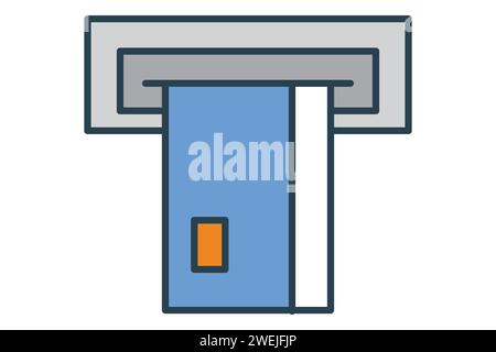 ATM machine icon. icon related to location of ATM. flat line icon style. element illustration Stock Vector