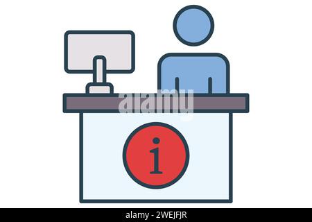 information desk icon. icon related to information and assistance. flat line icon style. element illustration Stock Vector