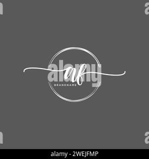 AF Initial handwriting logo with circle Stock Vector