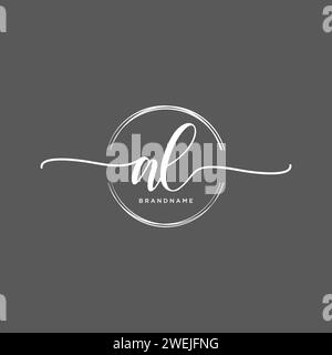 AL Initial handwriting logo with circle Stock Vector