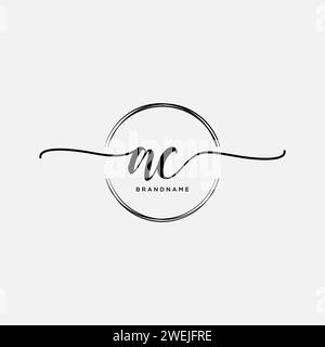 AC Initial handwriting logo with circle Stock Vector