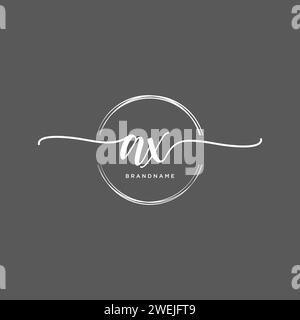 AX Initial handwriting logo with circle Stock Vector
