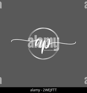 AP Initial handwriting logo with circle Stock Vector