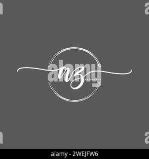 AZ Initial handwriting logo with circle Stock Vector