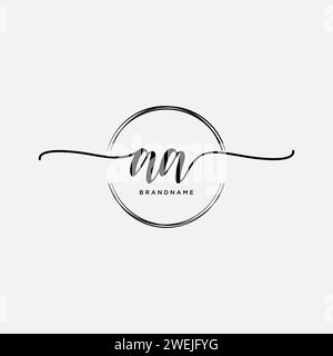 AA Initial handwriting logo with circle Stock Vector
