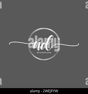 AD Initial handwriting logo with circle Stock Vector