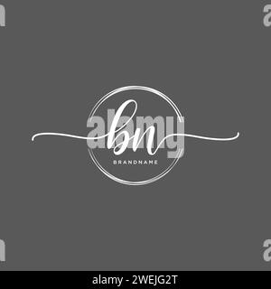 BN Initial handwriting logo with circle Stock Vector