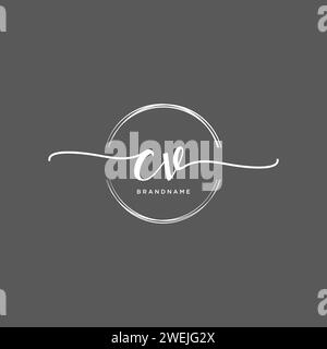 CV Initial handwriting logo with circle Stock Vector