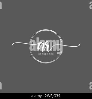AR Initial handwriting logo with circle Stock Vector