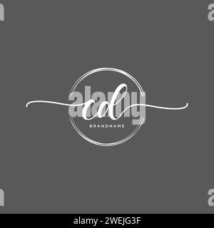 CD Initial handwriting logo with circle Stock Vector