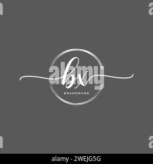 BX Initial handwriting logo with circle Stock Vector