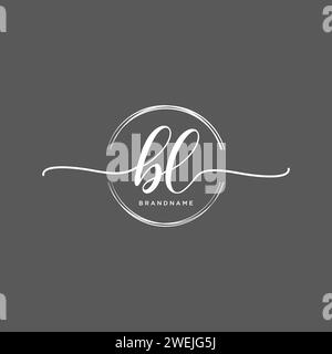 BL Initial handwriting logo with circle Stock Vector