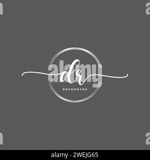 DR Initial handwriting logo with circle Stock Vector