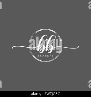 BB Initial handwriting logo with circle Stock Vector