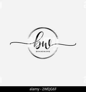 BW Initial handwriting logo with circle Stock Vector