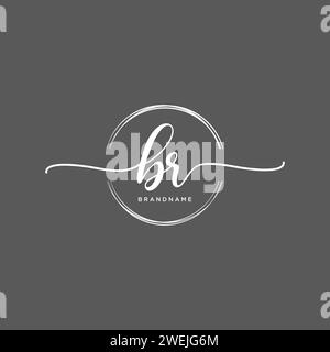 BR Initial handwriting logo with circle Stock Vector