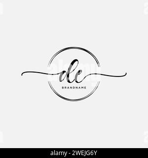 DE Initial handwriting logo with circle Stock Vector