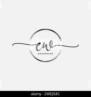 EW Initial handwriting logo with circle Stock Vector