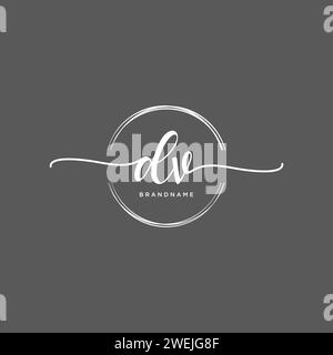 DV Initial handwriting logo with circle Stock Vector