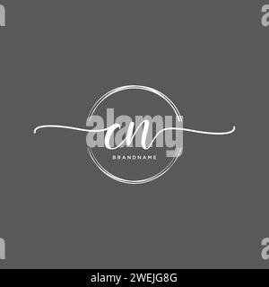 CN Initial handwriting logo with circle Stock Vector