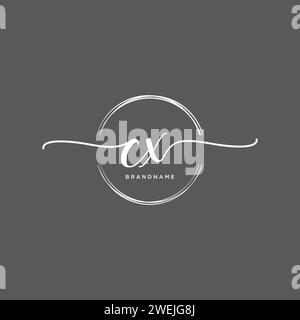 CX Initial handwriting logo with circle Stock Vector