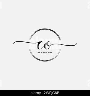 CO Initial handwriting logo with circle Stock Vector