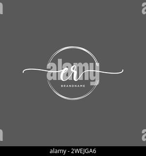 ER Initial handwriting logo with circle Stock Vector
