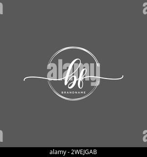 BF Initial handwriting logo with circle Stock Vector