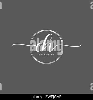 EH Initial handwriting logo with circle Stock Vector