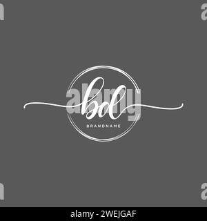 BD Initial handwriting logo with circle Stock Vector