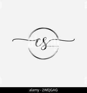 CS Initial handwriting logo with circle Stock Vector