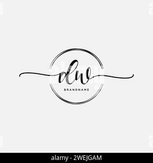 DW Initial handwriting logo with circle Stock Vector