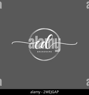 ED Initial handwriting logo with circle Stock Vector