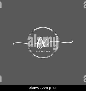 FX Initial handwriting logo with circle Stock Vector