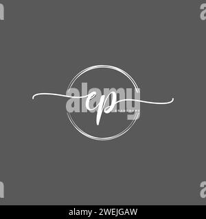 EP Initial handwriting logo with circle Stock Vector