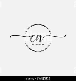 CA Initial handwriting logo with circle Stock Vector