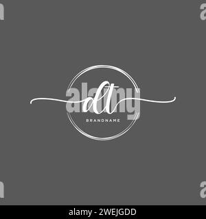 DT Initial handwriting logo with circle Stock Vector