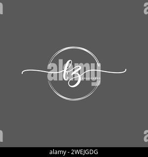 FZ Initial handwriting logo with circle Stock Vector