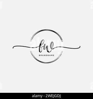 FW Initial handwriting logo with circle Stock Vector